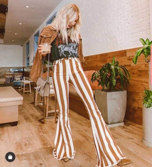 Rust Striped Bell Bottoms